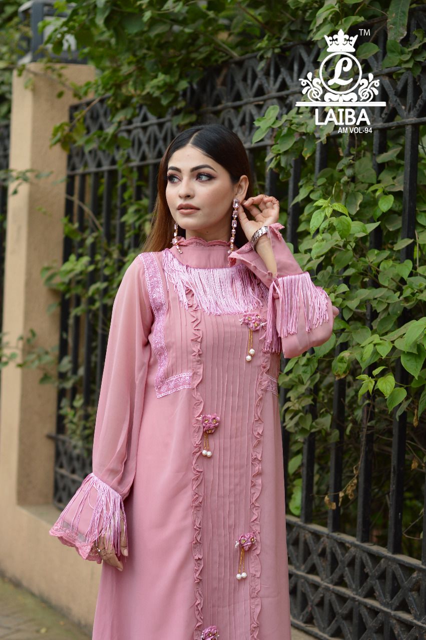 Laiba Am 94 Blushing Beauty Fancy Stylish Designer Georgette Wear Top With Bottom Collection